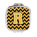 Carolines Treasures Letter R Chevron Black and Gold Compact Mirror, 3 x 0.3 x 2.75 in. CJ1053-RSCM